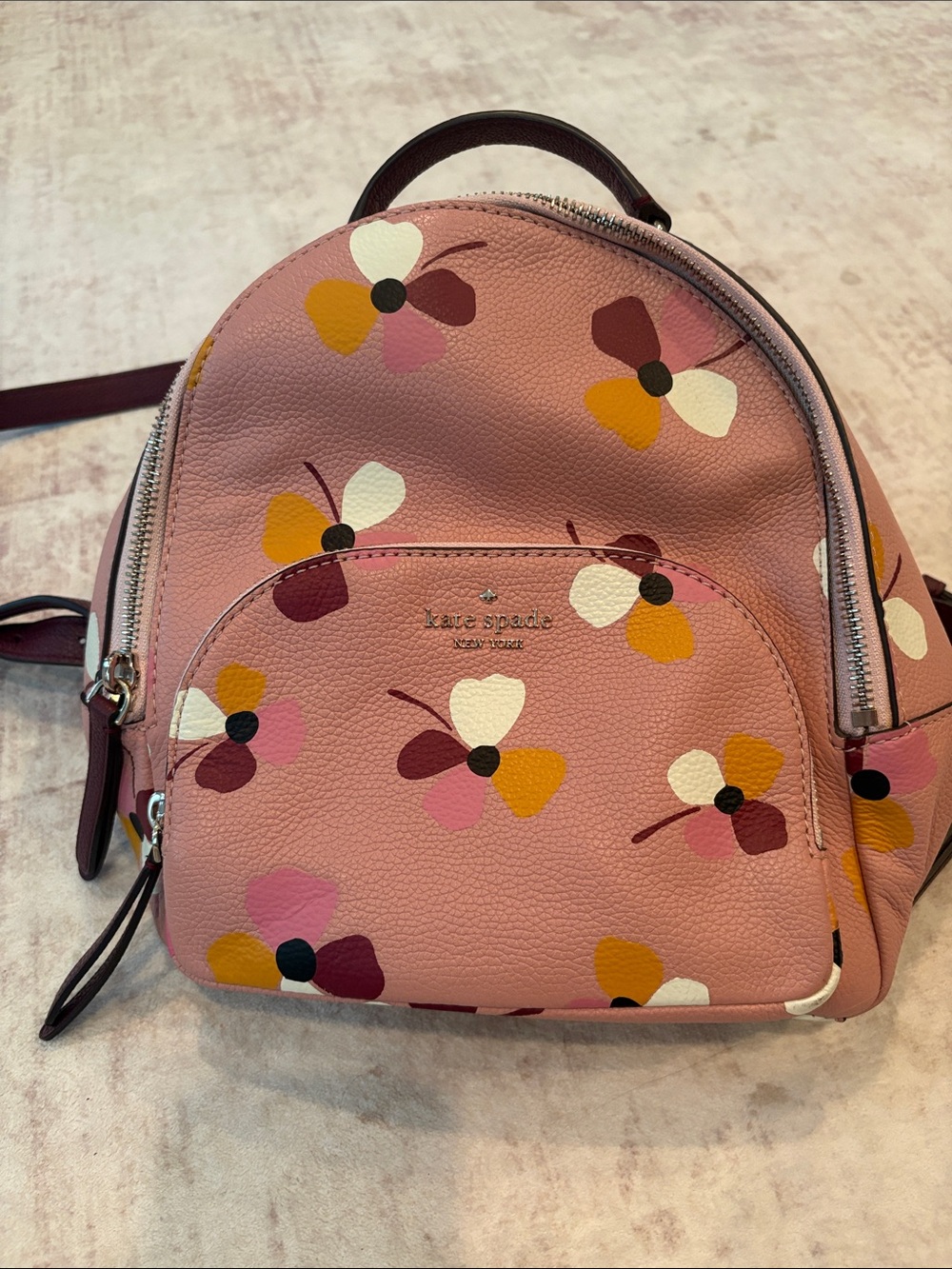 kate spade Pink Floral Mini Backpack with Multicolor Blooms - Picture 2 of 6